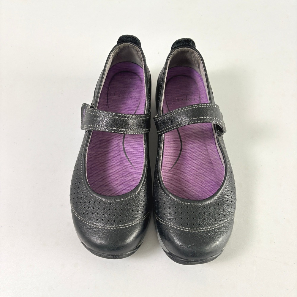 Dansko Mary Jane Sneakers Womens 37 US 6.5 7 Black Leather Walking Shoes